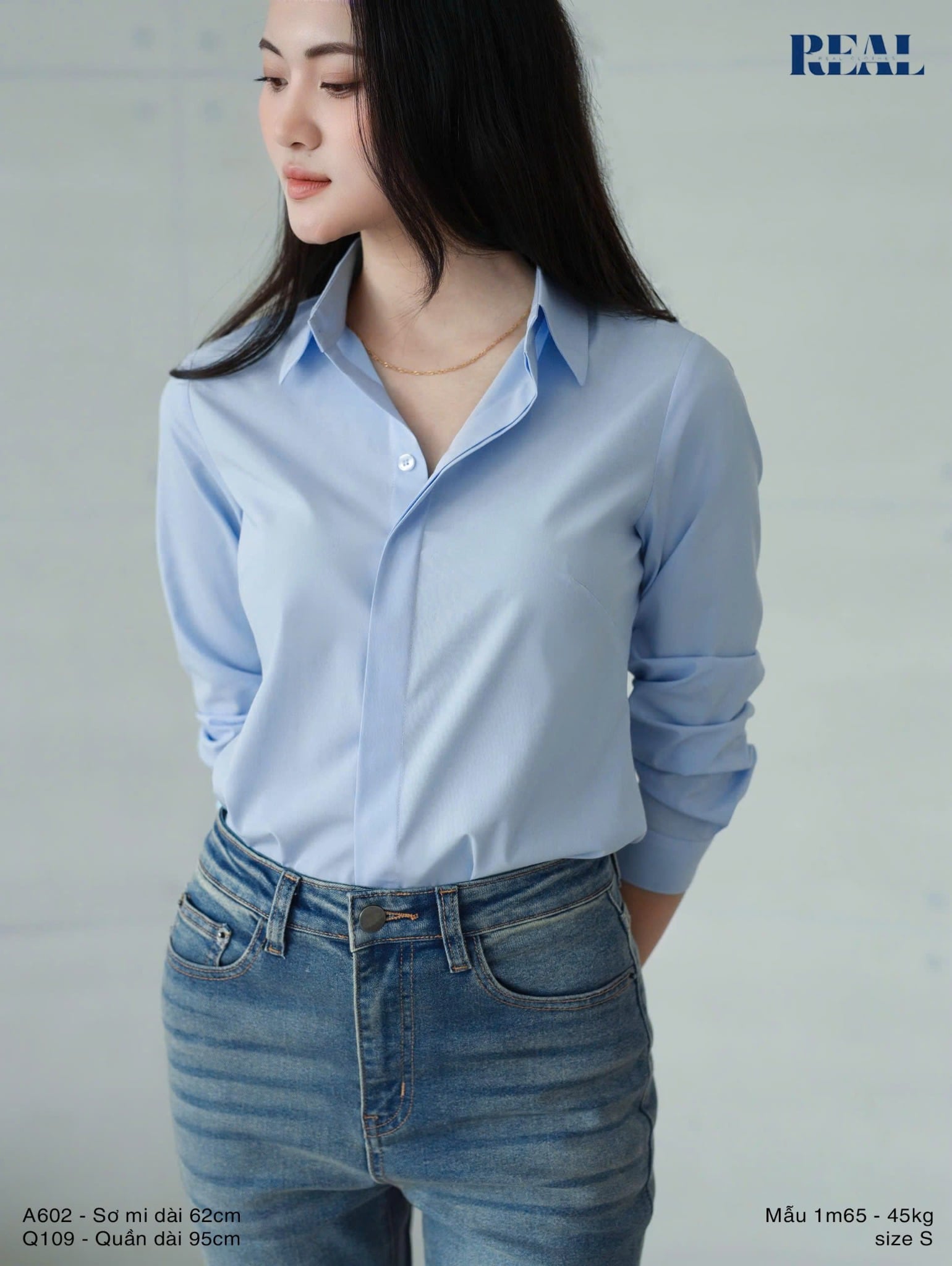 Quần Jeans basic xanh đậm