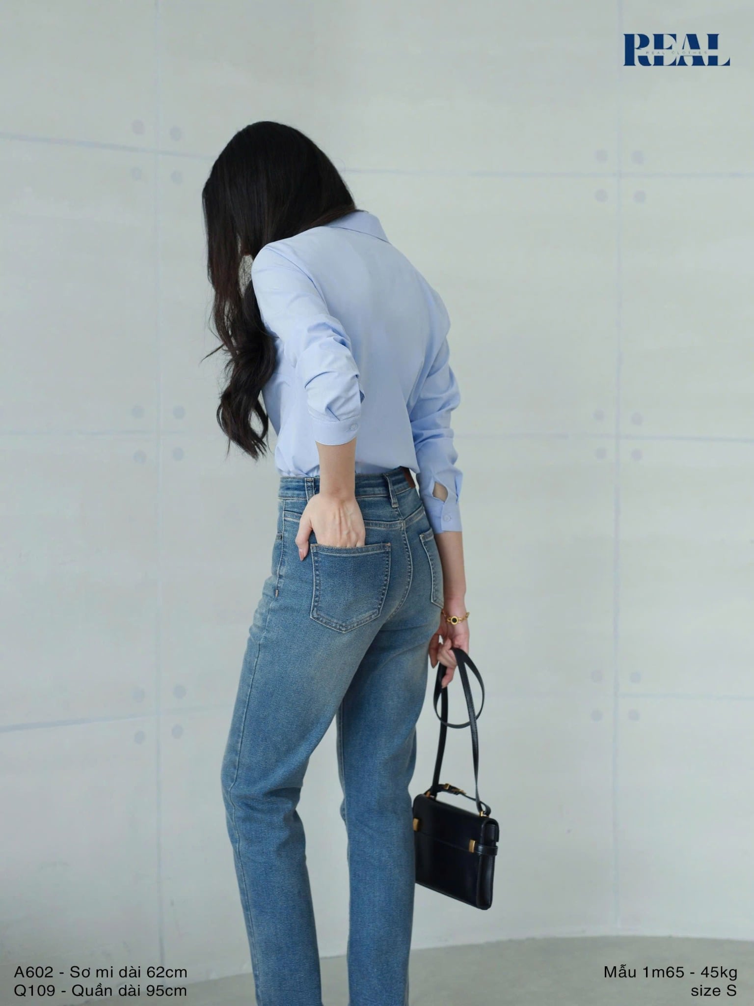 Quần Jeans basic xanh đậm
