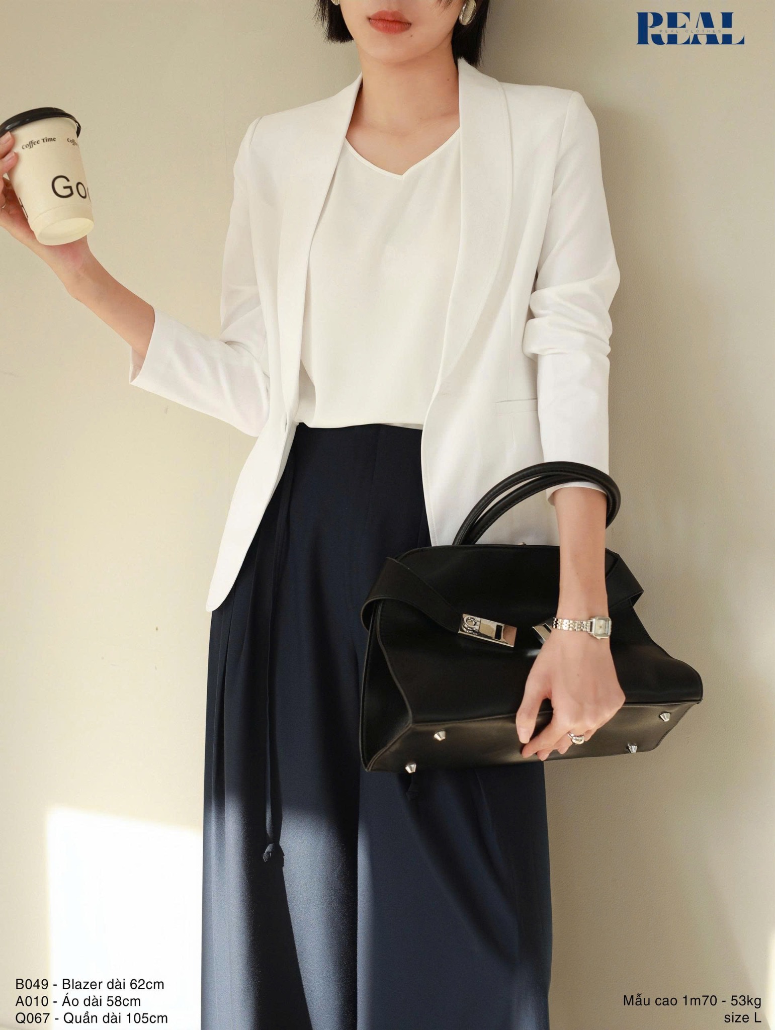  Blazer dài tay dài trắng 