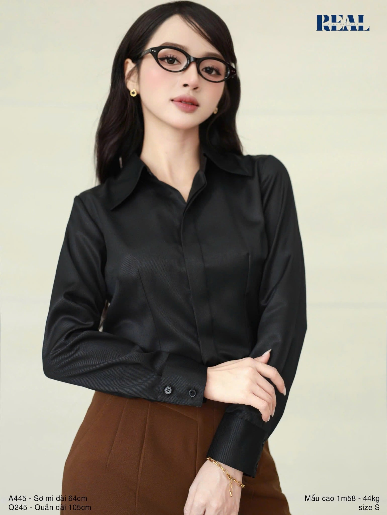  Sơ mi chít eo sọc tăm 