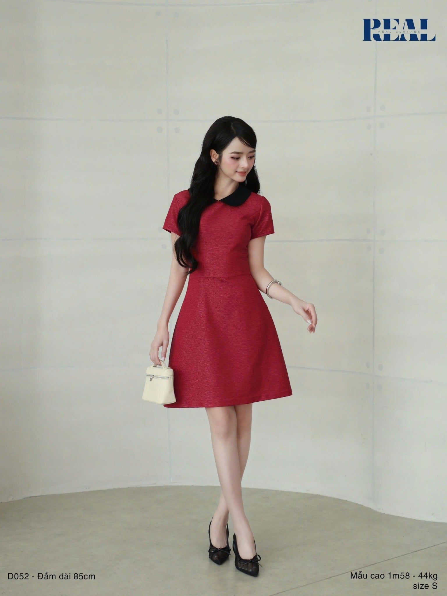 Đầm Jennie form A cổ lá sen