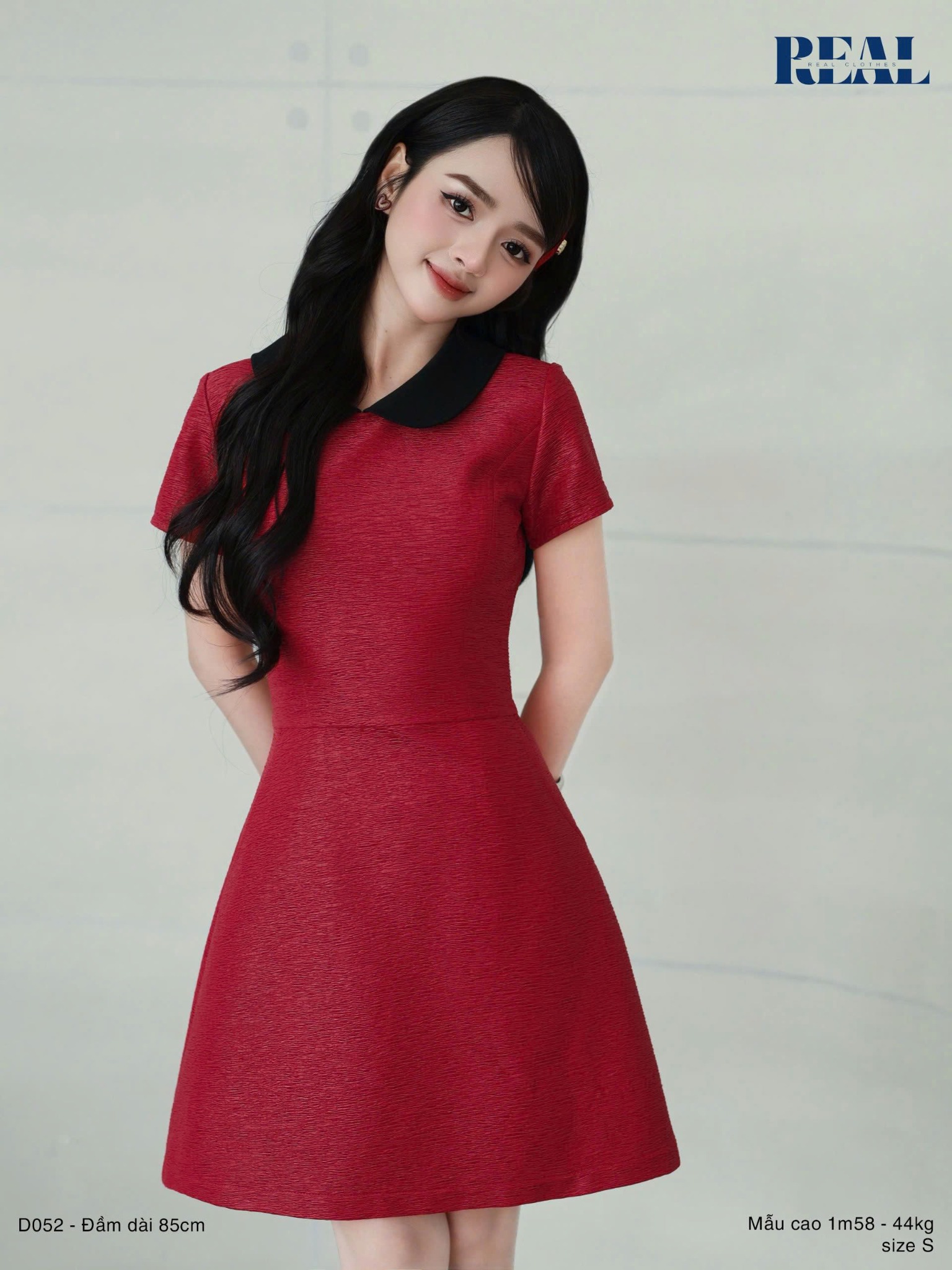 Đầm Jennie form A cổ lá sen