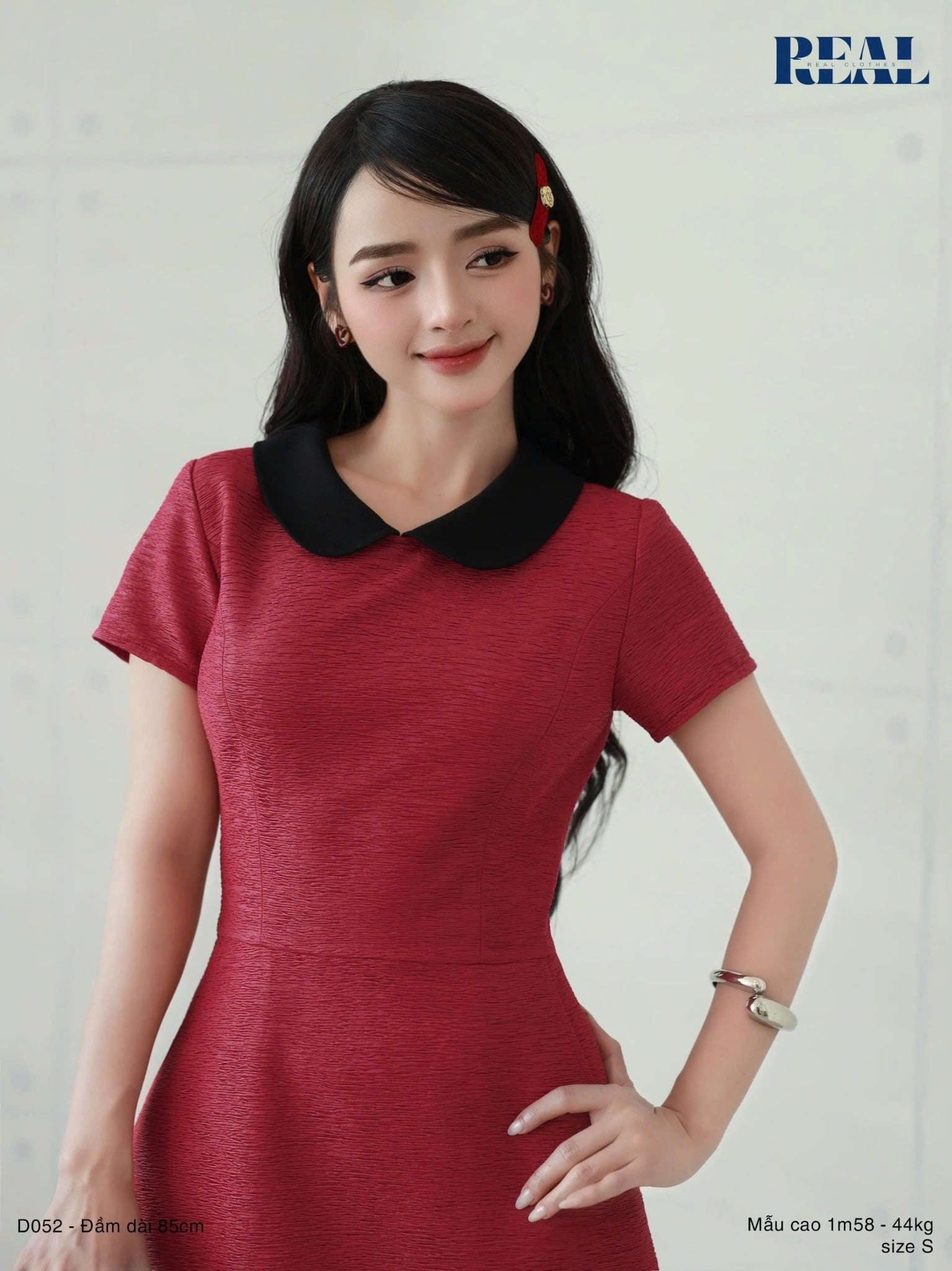 Đầm Jennie form A cổ lá sen