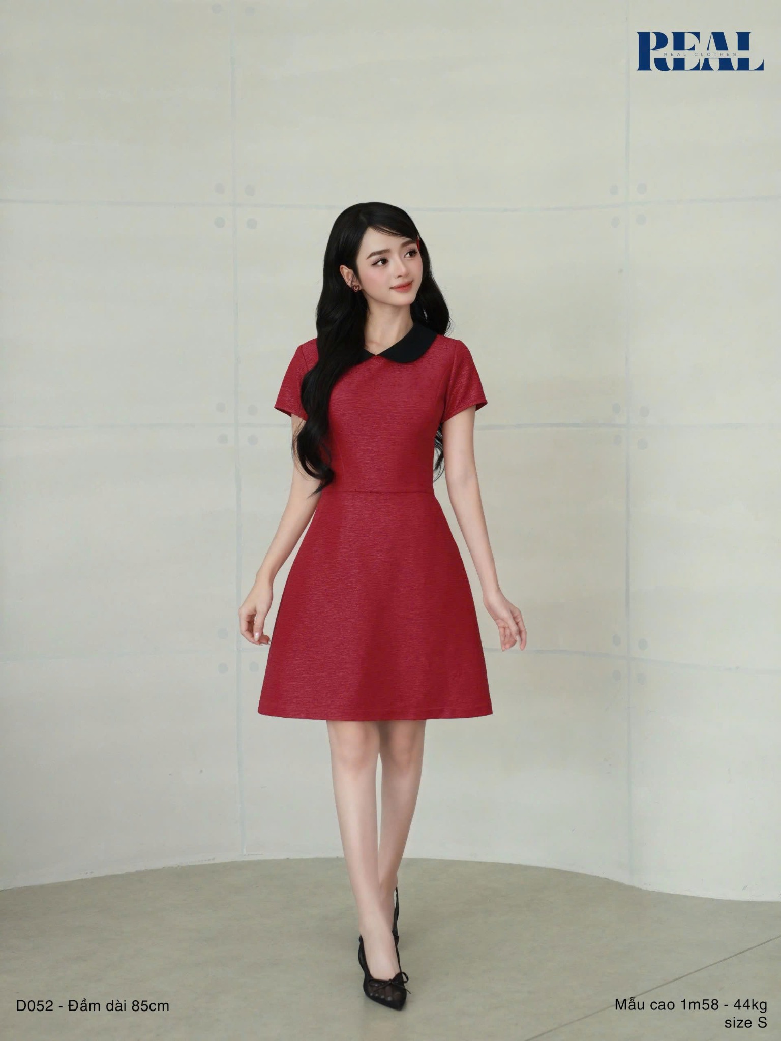 Đầm Jennie form A cổ lá sen