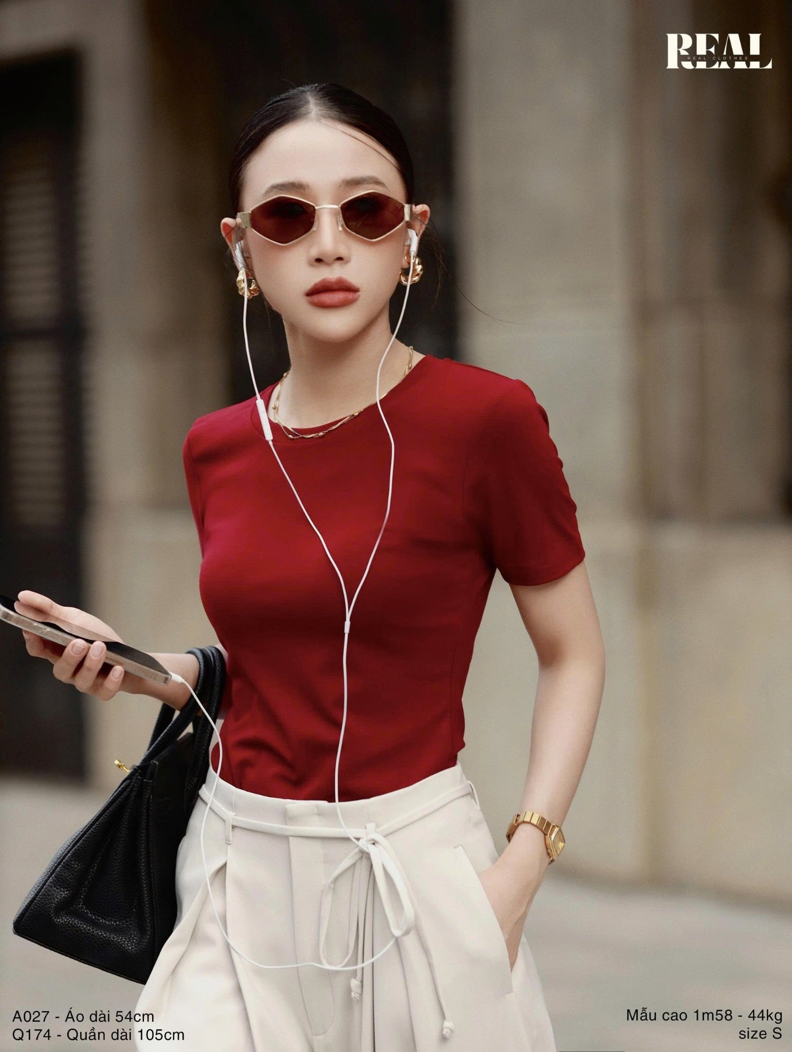  Áo babytee đỏ đô 