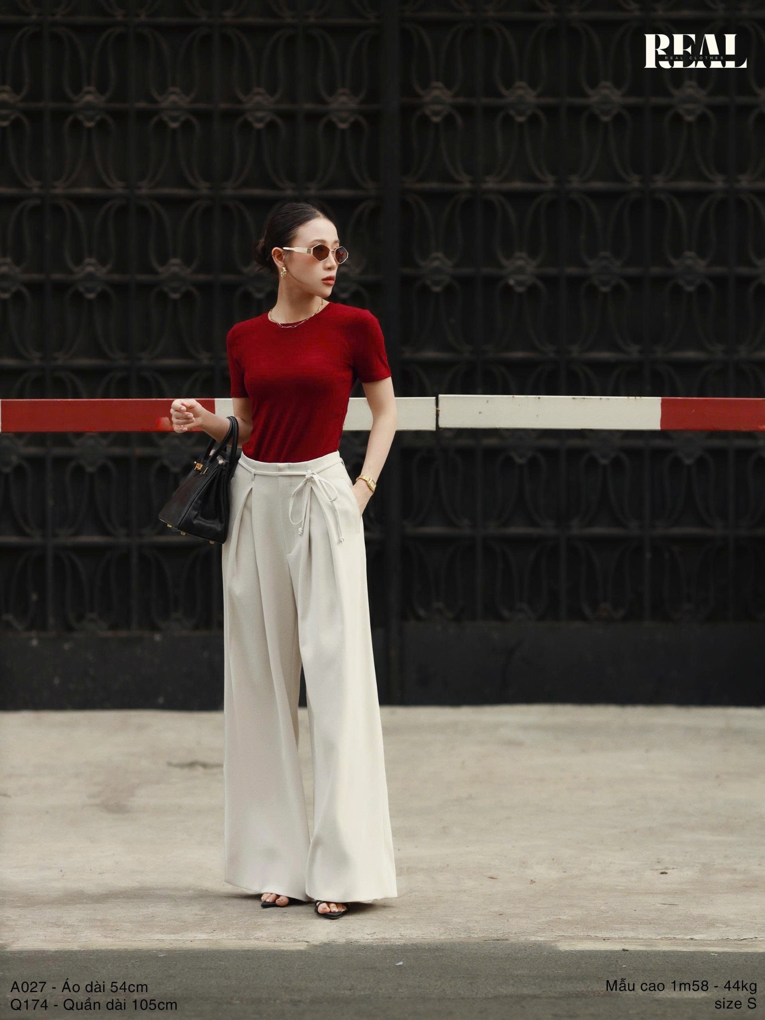  Quần ống rộng kem 