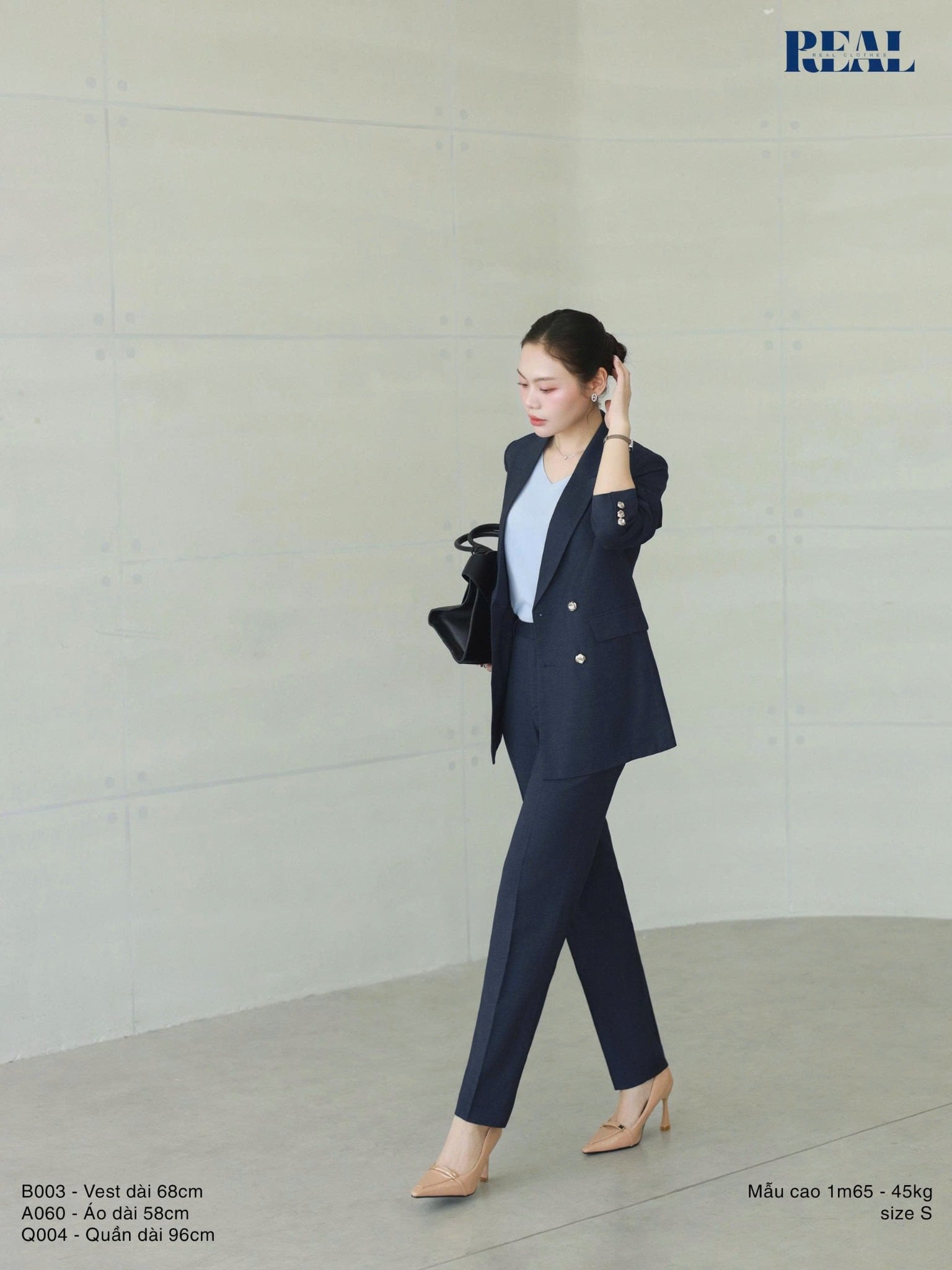 Blazer dài Seoul xanh vệt
