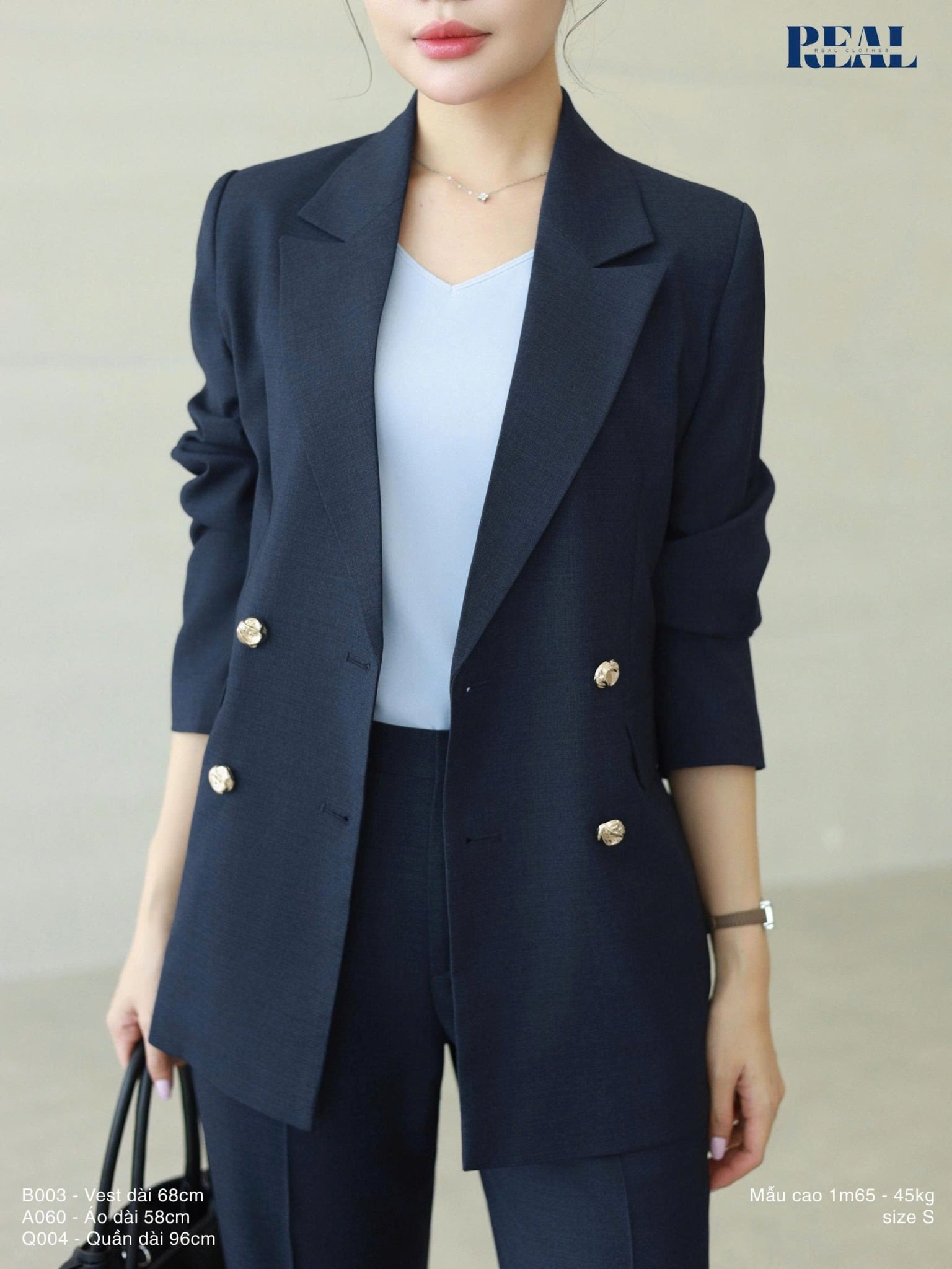 Blazer dài Seoul xanh vệt
