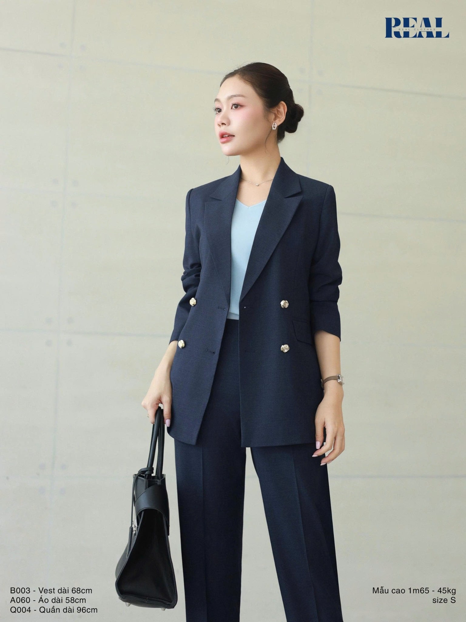  Blazer dài Seoul xanh vệt 