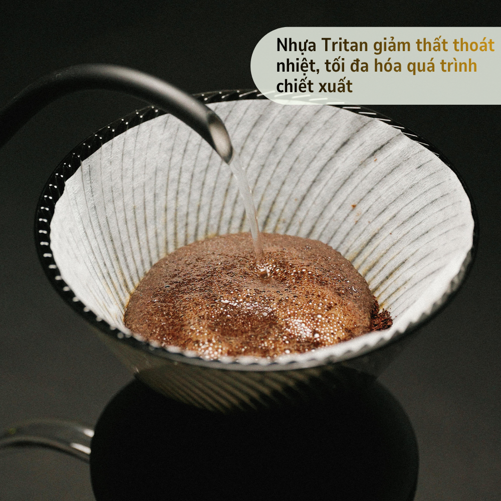  Phễu V60 NEO pha cà phê Hario V60 dripper Neo VDN 72 rãnh, size 02 (nhựa Tritan Eastman và silicone) 