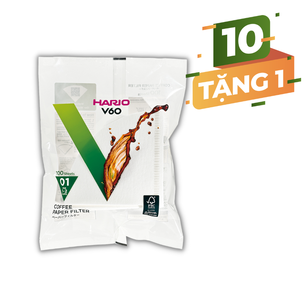  Giấy lọc V60 pha cà phê Hario V60 Coffee Paper Filter 100 tờ size 01 VCF-01-100W (màu Trắng) 
