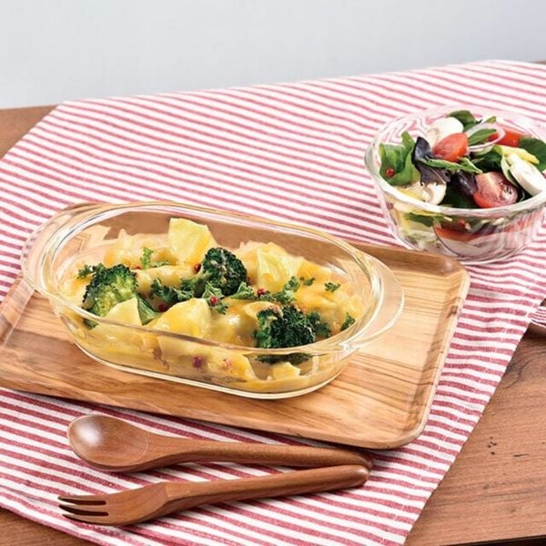  Khay thủy tinh chịu nhiệt cao cấp Hario heatproof gratin plate 600ml dùng được lò nướng, lò viba 