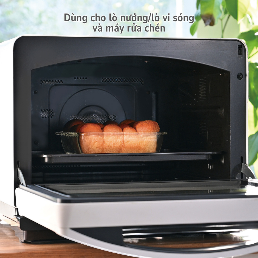  Khay thủy tinh cao cấp Hario heatproof square plate HKOZ 1300ml (dùng lò nướng, lò viba, có tay cầm) 