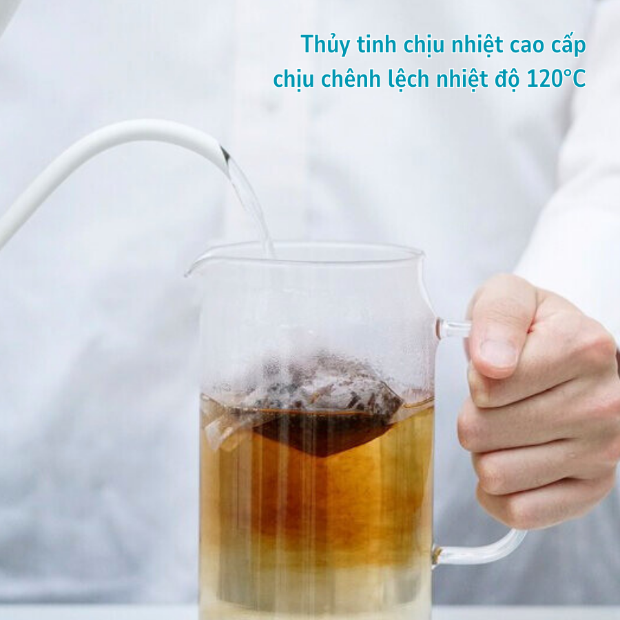  Bình nước bằng thủy tinh chịu nhiệt cao cấp Hario Water Jug 1.300ml (nắp thép, tay cầm thủy tinh) 