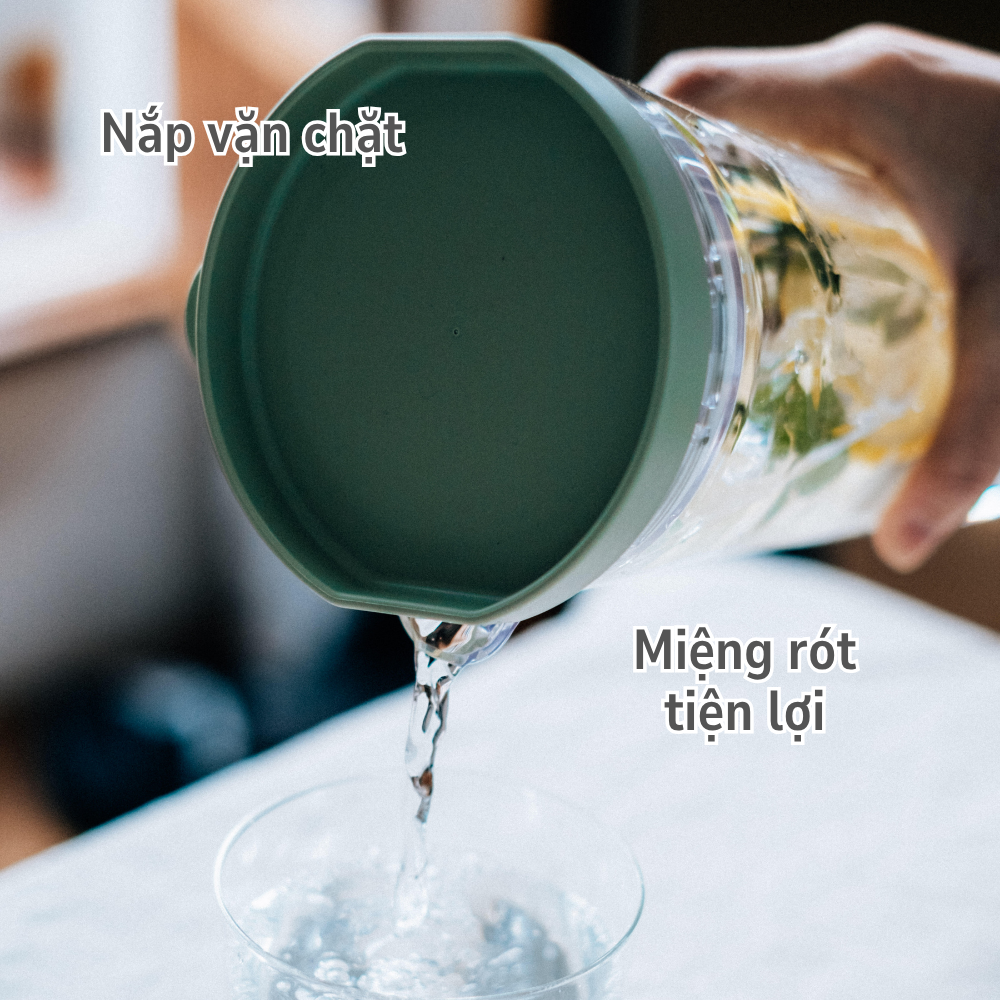  Bình đựng nước cao cấp Hario Jusio water pitcher FPJ-11-SG (nhựa PCT Tritan đặc biệt từ Eastman) 