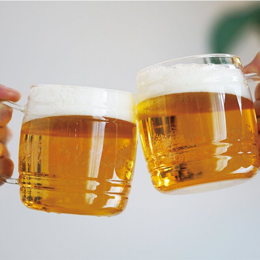  Ly bia thủy tinh chịu nhiệt cao cấp Hario heatproof glass barrel 620ml hình bầu có quai cầm 