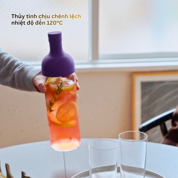  Bình cold brew pha trà ủ lạnh thủy tinh cao cấp Hario FIB họa tiết thời EDO (AYA Series) 750ml - Tím 