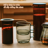  Ly thủy tinh Hario colors stack mug cup HCM-300ml thủy tinh chịu nhiệt cao cấp, 2 màu thời thượng 