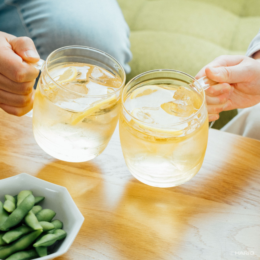  Ly bia thủy tinh chịu nhiệt cao cấp Hario heatproof glass barrel 620ml hình bầu có quai cầm 