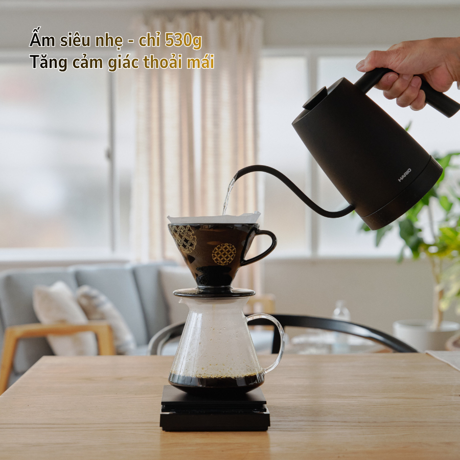  [PRE-ORDER] Ấm rót điện điều chỉnh nhiệt cao cấp Hario Electric Kettle LYRA 800ml siêu nhẹ (220V, 1200W, 2 màu Trắng/Đen) 