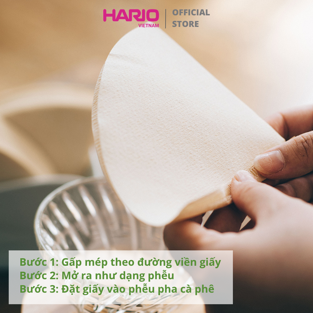  Giấy lọc Hario V60 pha cà phê Coffee Paper Filter 100 tờ size 02 VCF-02-100WK (màu Trắng, hộp giấy) 