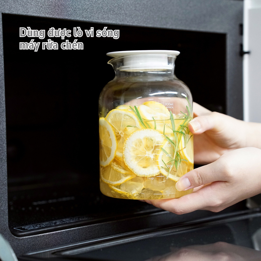  Hũ thủy tinh cao cấp có miệng rót Hario SLOWRA 1L ngâm ủ trái cây, đựng nước (dùng được lò viba) 
