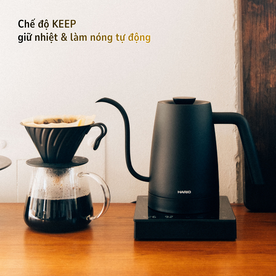  [PRE-ORDER] Ấm rót điện điều chỉnh nhiệt cao cấp Hario Electric Kettle LYRA 800ml siêu nhẹ (220V, 1200W, 2 màu Trắng/Đen) 