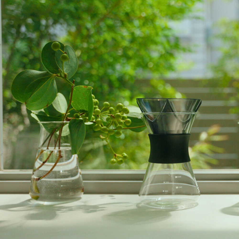  Set phễu Hario Mugen kèm bình server thủy tinh 400ml Hario easy coffee pot (phù hợp cho người mới) 