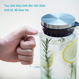  Bình nước bằng thủy tinh chịu nhiệt cao cấp Hario Water Jug 1.300ml (nắp thép, tay cầm thủy tinh) 