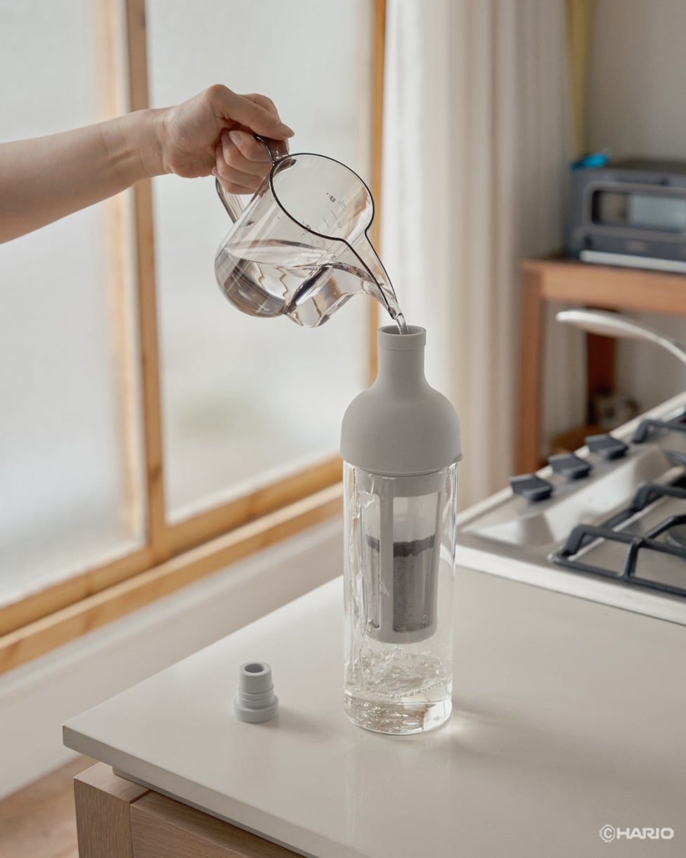  Bình cold brew cao cấp pha cà phê ủ lạnh Hario FIC 650ml màu Xám / Đen (thủy tinh + silicone) 