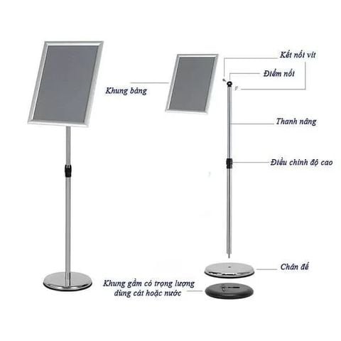  Cho thuê Bảng menu nâng hạ inox trắng A3 