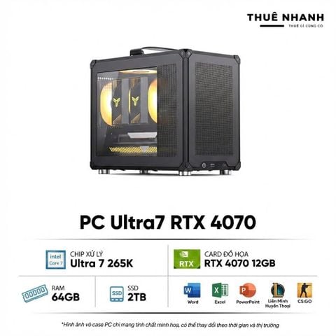  Cho thuê PC Ultra7 265K | 64GB RAM | 2TB SSD | RTX 4070 12GB 