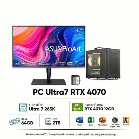  Cho thuê PC Ultra7 265K | 64GB RAM | 2TB SSD | RTX 4070 12GB 