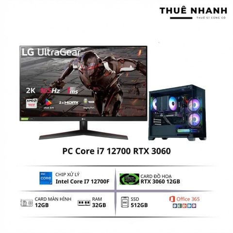  Cho thuê PC Core i7 12700F 32GB RAM RTX 3060 