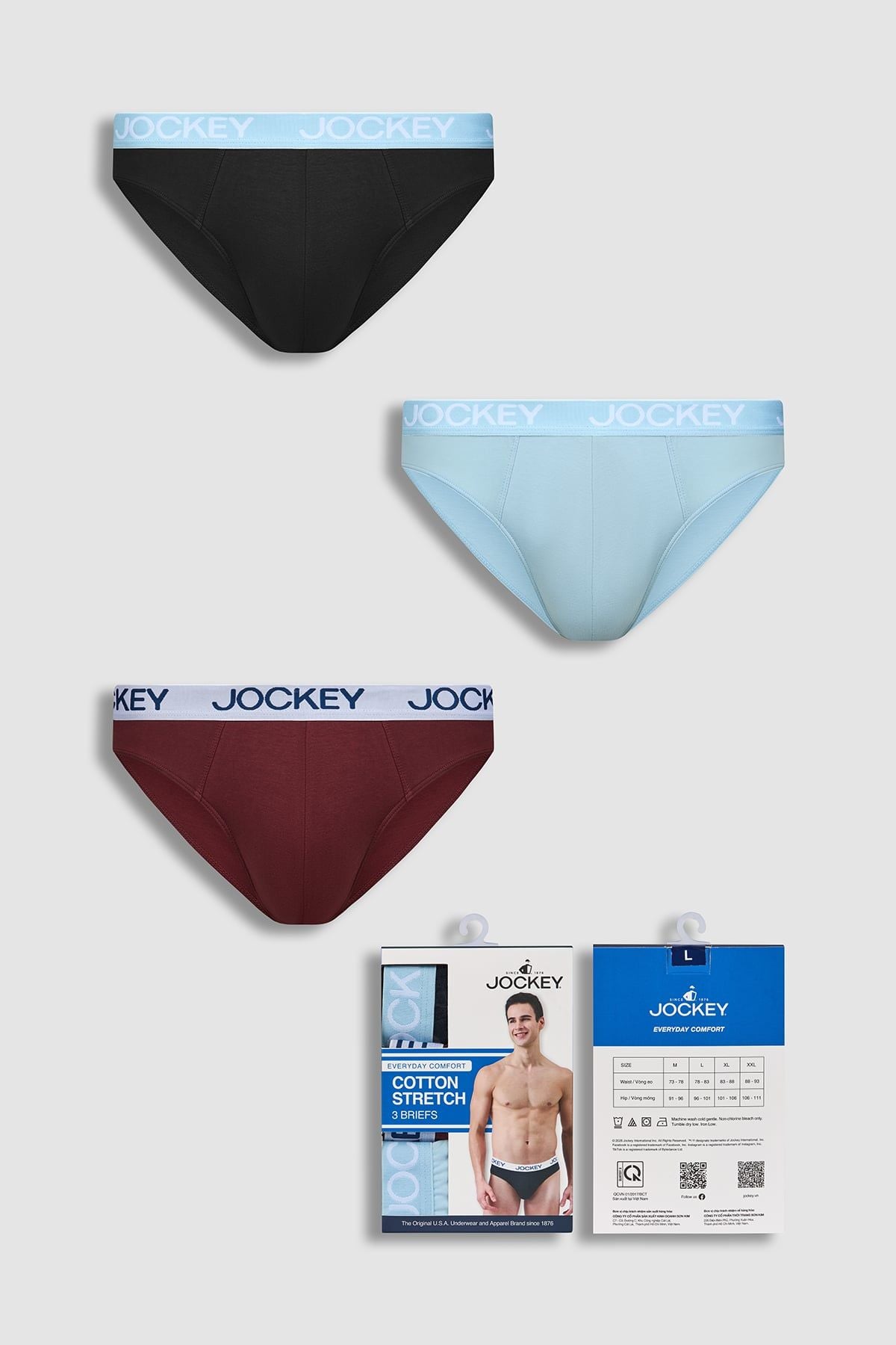 Quần lót nam Brief Jockey Cotton 4 chiều trơn – J4001