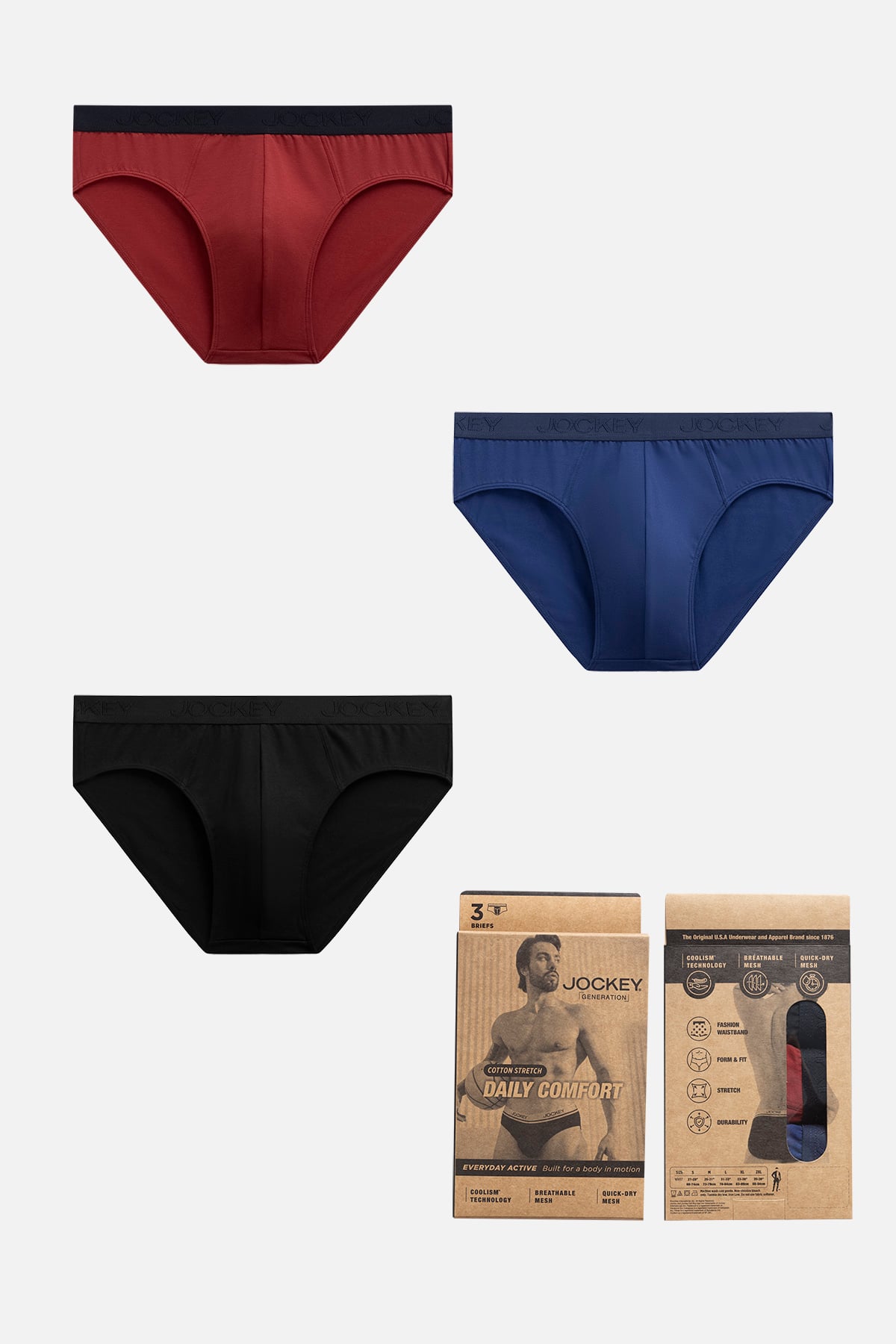 Quần lót nam jockey cotton 4 chiều dáng brief - j4013 Jockey
