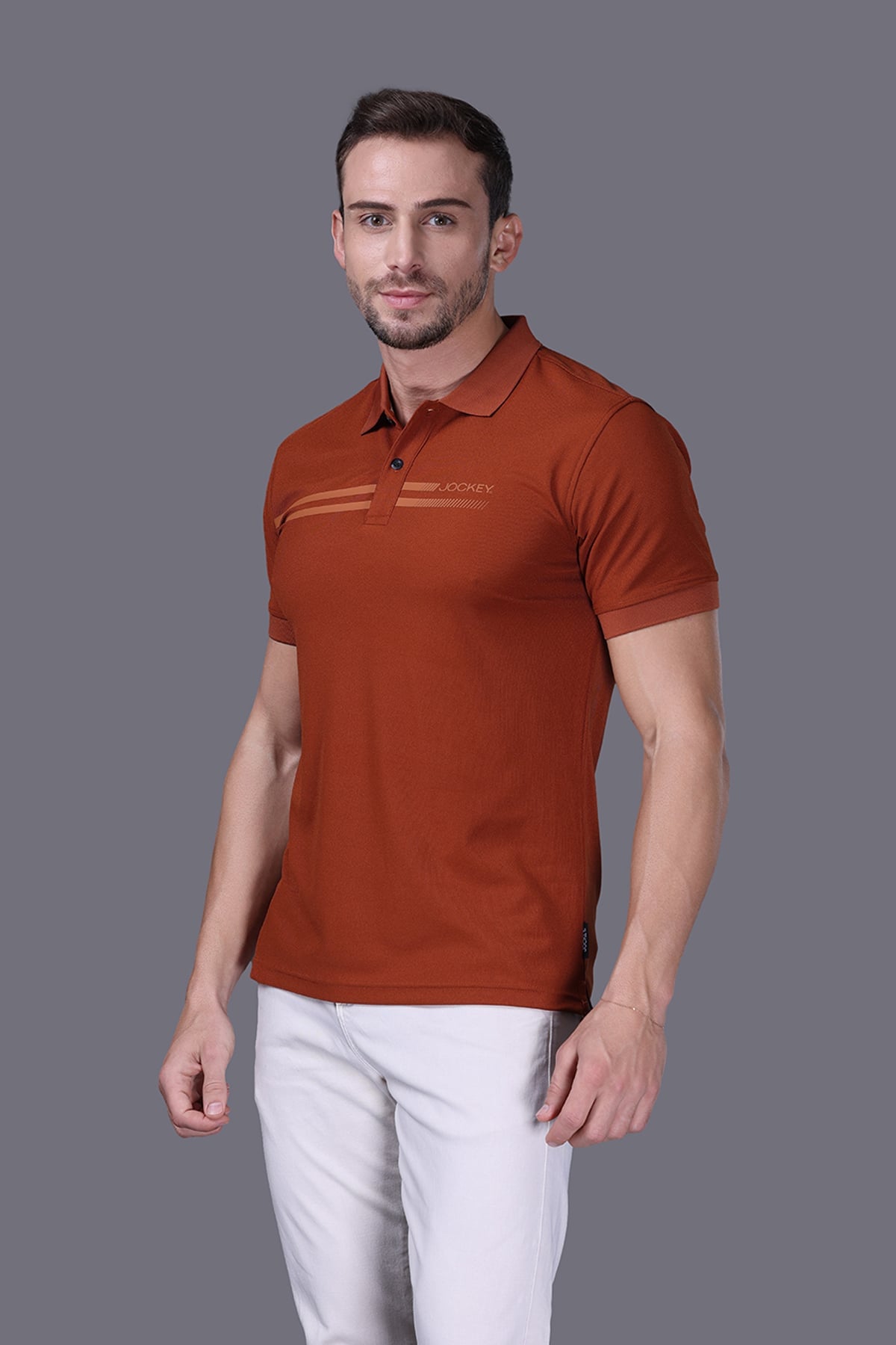 Áo polo nam jockey poly cafe in logo 2 sọc -j4028
