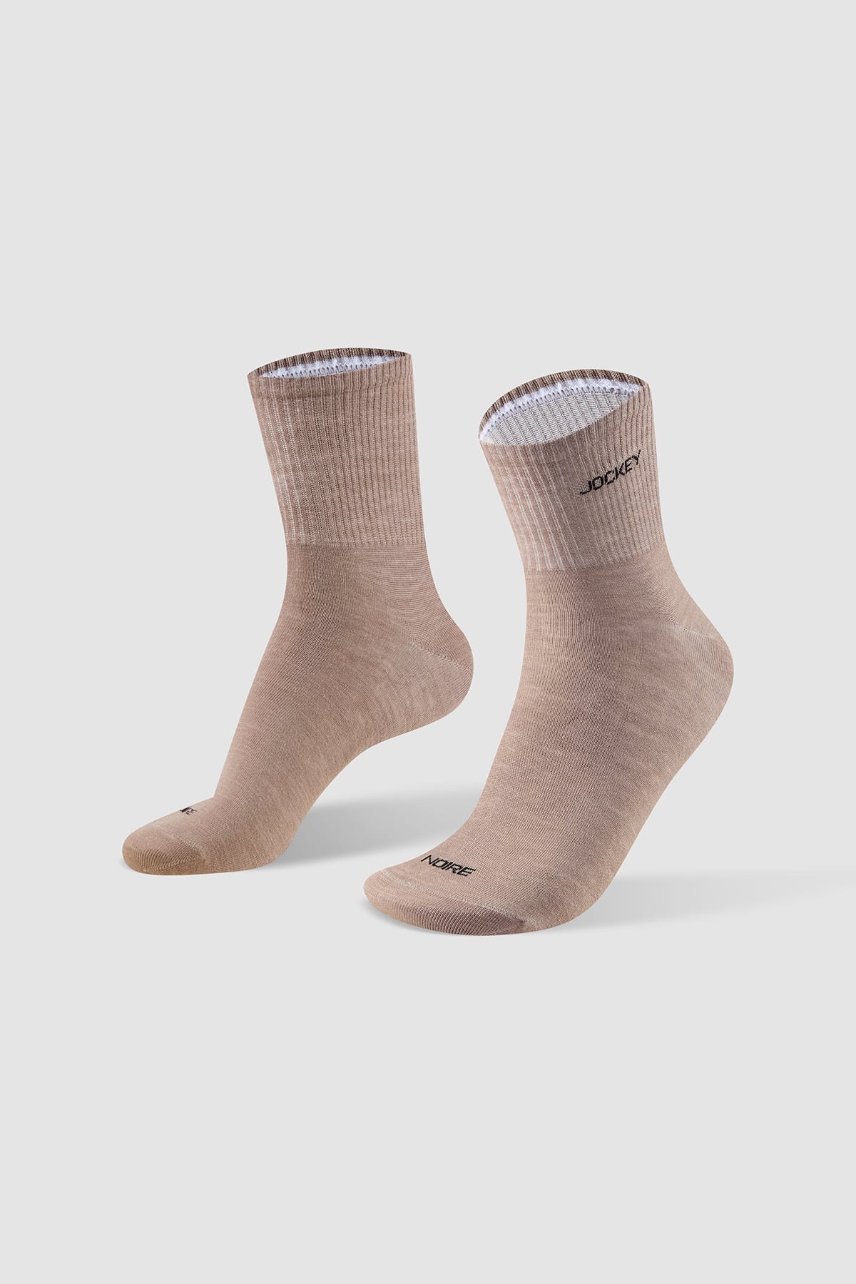 Vớ cotton cổ vừa dệt logo Jockey Noire – J4135