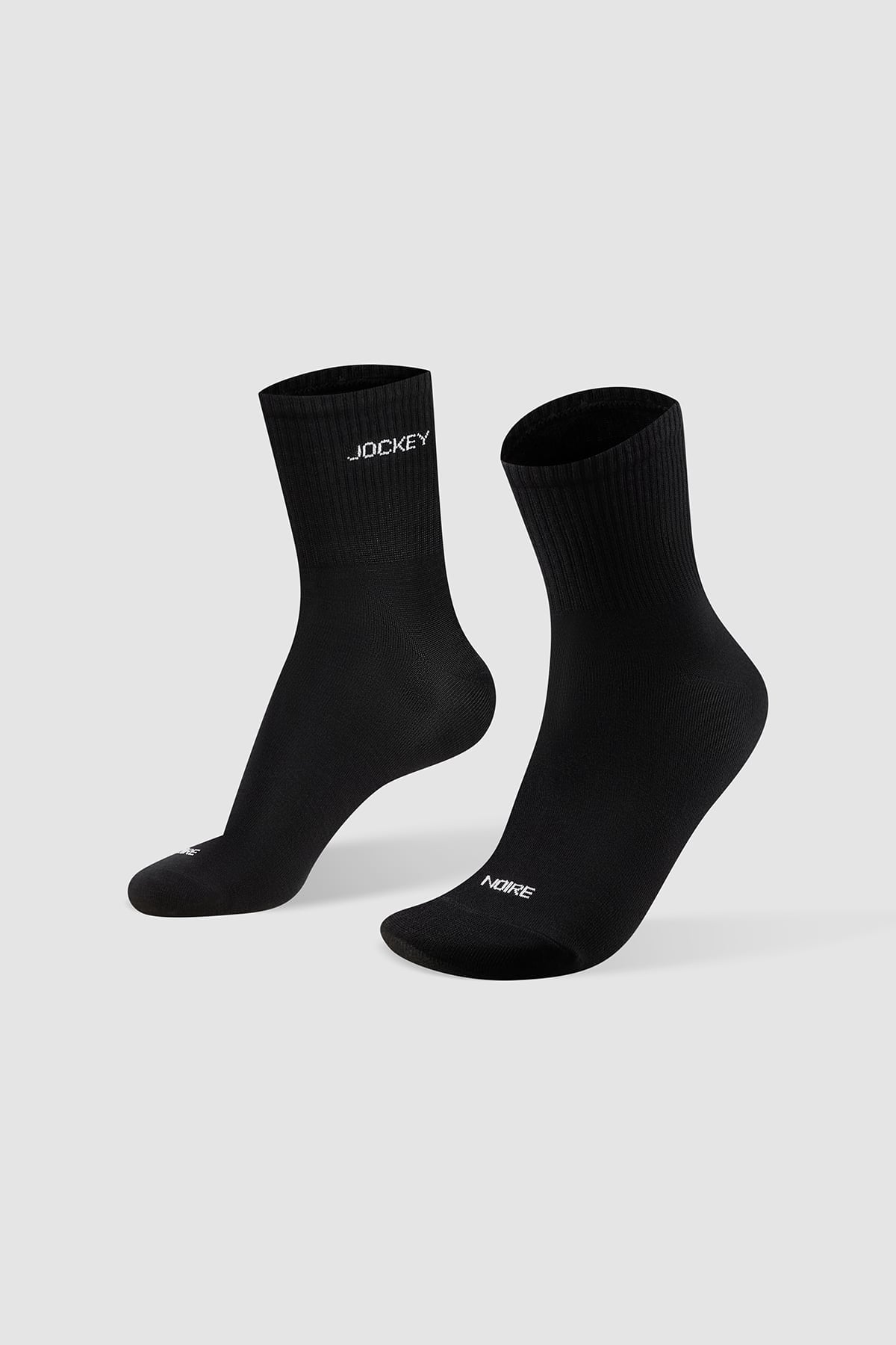 Vớ cotton cổ vừa dệt logo Jockey Noire – J4135