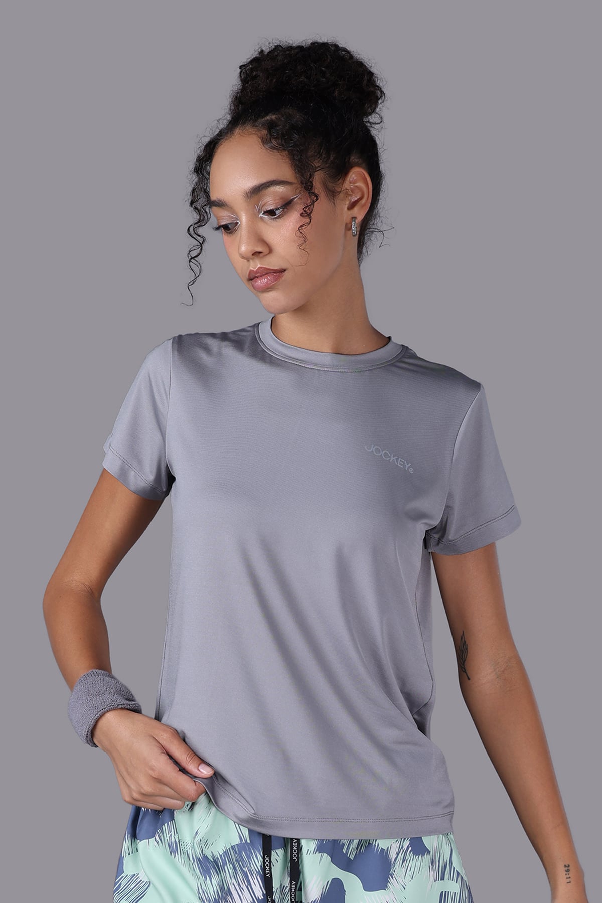 Áo T- shirt thể thao Jockey Nữ chất liệu wicking in logo – J1377