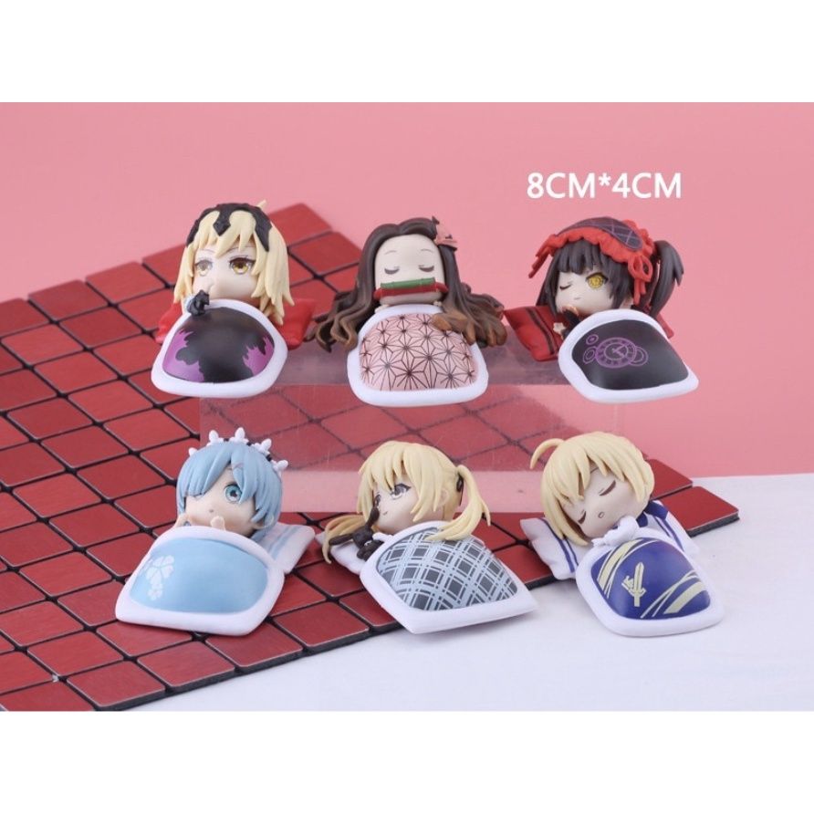 [ Vũ Trí Ba ] Mô hình nhân vật Anime Nezuko, Sora, Rem, Saber, Kurumi Tư Thế Nằm Ngủ