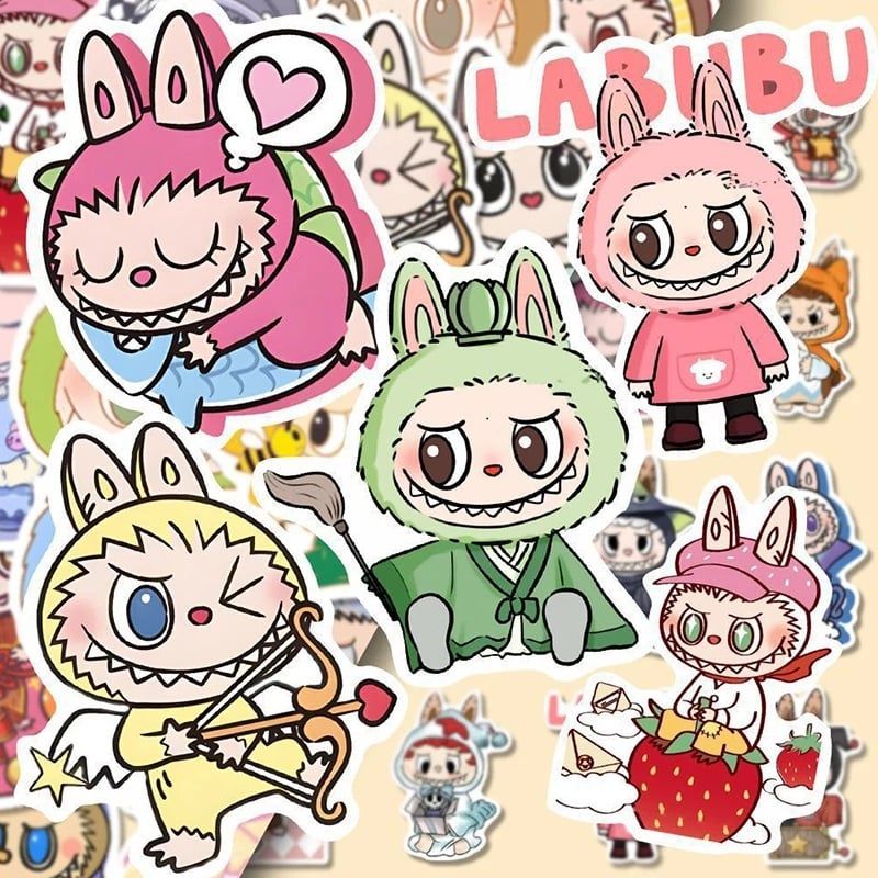 [ Hỏa tốc HCM ] Set 80 sticker Labubu đáng yêu hình dán Labubu dán sổ tay trang trí dễ thương