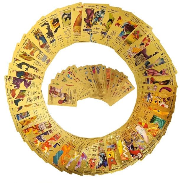 GIÁ KHÔ MÁU >22 mẫu [ hỏa tốc hcm ] VIDEO Bộ 165 55 110 Thẻ Bài Pokemon Kim Loại Màu Vàng GX