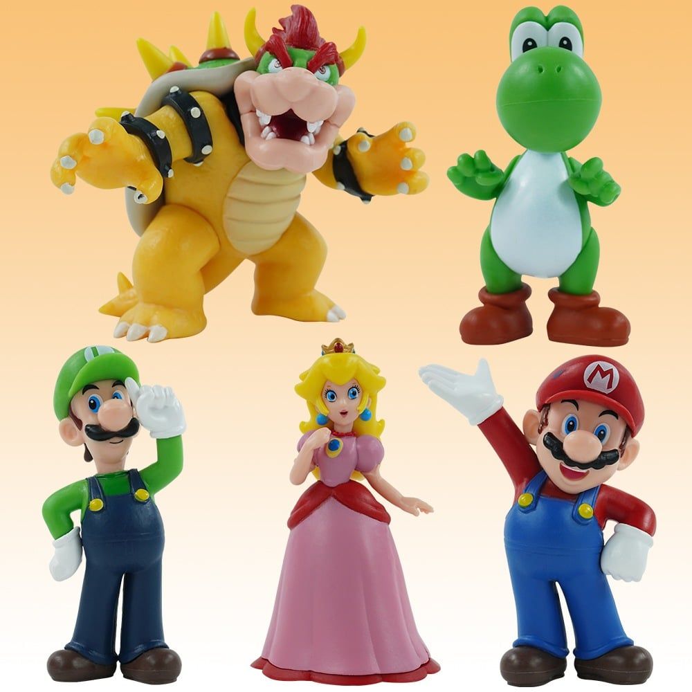 CÓ VIDEO [ hỏa tốc hcm ][ vũ trí ba ] Mô hình 5 Mario Luigi Công chúa Peach Khủng long Yoshi Trùm cuối Bowser cao 9.5cm