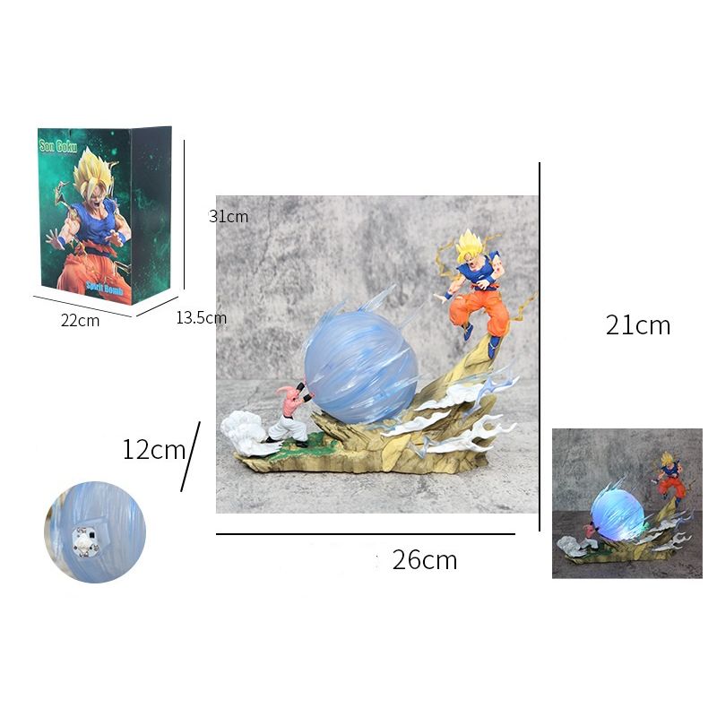hỏa tốc HCM FuLL BoX có LED [ Vũ Trí Ba ] Mô hình Son goku và Buu đại chiến cao 20cm Cực Đẹp Dragon Ball Z