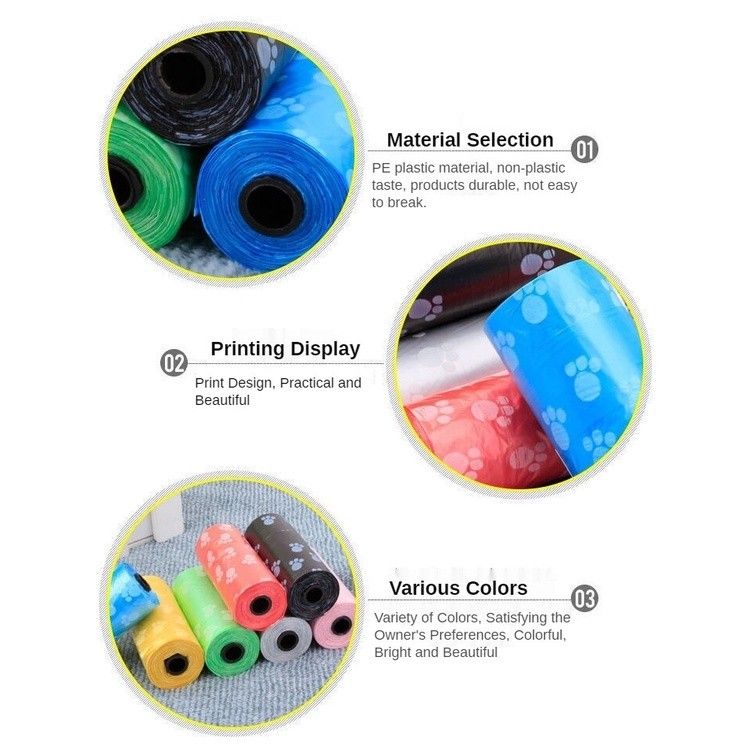 pet [ Hỏa tốc HCM ] Túi rác, túi dọn phân cho chó mèo thú cưng - 15 túi 1 cuộn