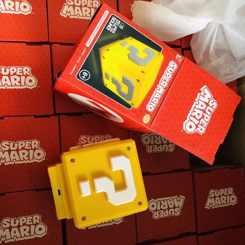 video [ Hỏa tốc HCM ][ Vũ Trí Ba ] Đèn LED Trang Trí Bàn Khối Gạch Mario Question Block Kèm Âm Thanh