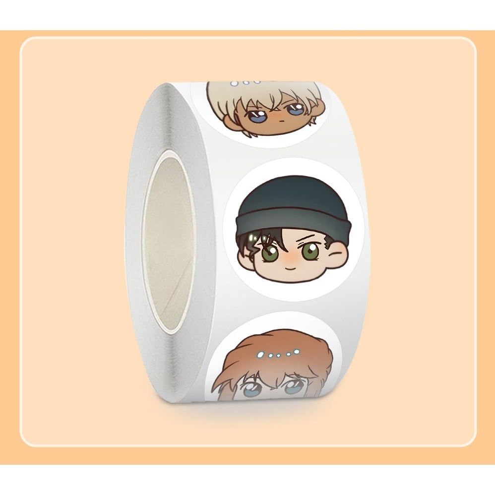 [ Hỏa tốc HCM ] Cuộn 500 sticker hình dán 2.5cm Anime Manga Conan  trang trí mũ bảo hiểm, laptop, sổ