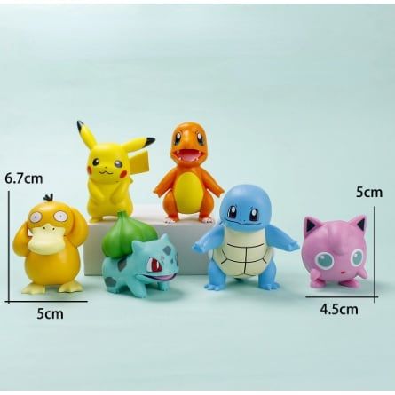 video [ hỏa tốc hcm ] Mô hình 6 nhân vật Pikachu Charmander Psyduck rùa nước ếch kì diệu - Pokemon