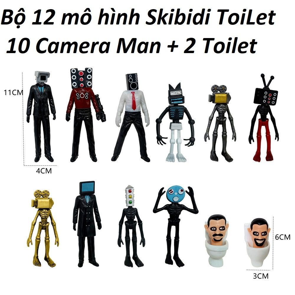 có video [ hỏa tốc hcm ][ Vũ Trí Ba ] Combo bộ 12 mô hình Skibidi Toilet , Camera men , TV men